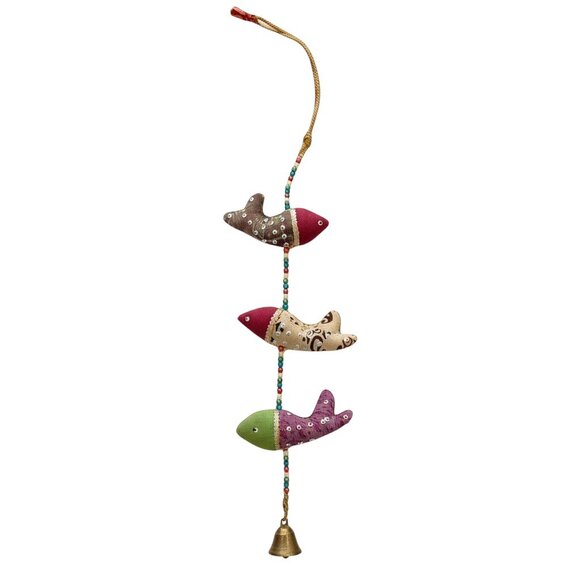 Handmade Fish Mobile Hanging Mobile Sequence & Beaded Bell Hanging Baby Room - Picture 1 of 8